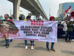 GMPI Aksi Demo Di Mabes Polri Minta  Bareskrim Segera Tetapkan TSK Kasus Dugaan Pemalsuan Dokumen RUPSLB Bank Sumsel Babe